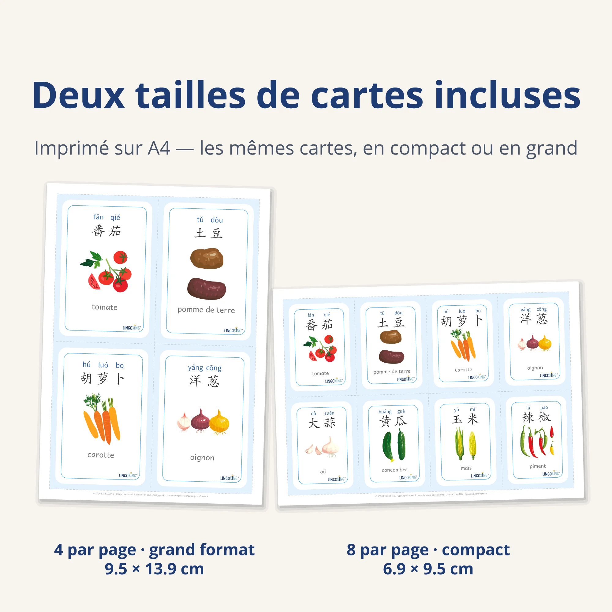 Les légumes en chinois — 24 mots (PDF) — two sizes A4