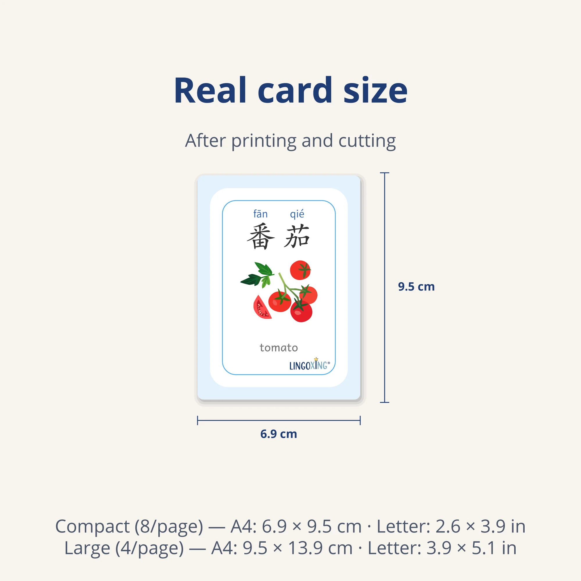 Chinese Vegetable Flashcards — 24 Words (PDF) — card size